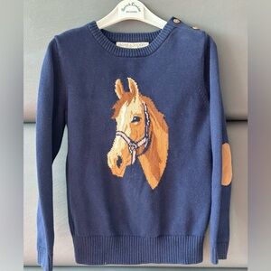 Hope & Henry Kids Navy Horse Sweater 100% organic cotton